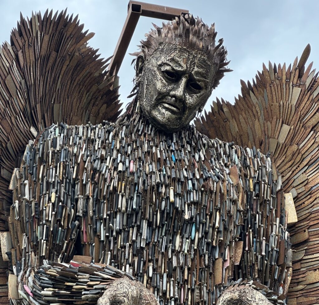 The iconic Knife Angel sculpture currently in Ely
